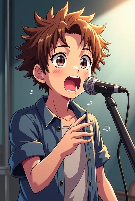 Anime boy with microphone 