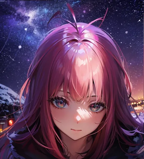  8K colorful． Christmas． Red Santa Costumes 、goddess, Snowy Beauty , cat ears,  pink hair,   Fantasy Backgrounds  ,  1 girl ,  ハッピーシャイニング Christmasツリー , Snow Scene,  bust up,   Starry Illuminations  ,  ファンタスティック Christmasヘアオーナメント , Angel． Christmas背景、flash...