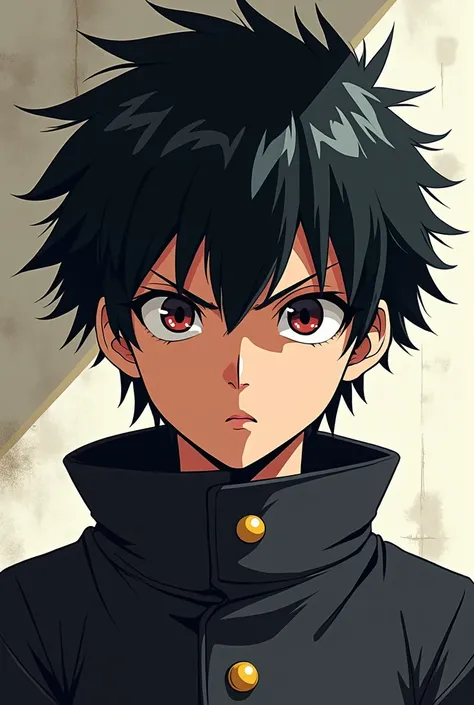  Short-haired black haired in the anime style of Jujutsu Kaisen