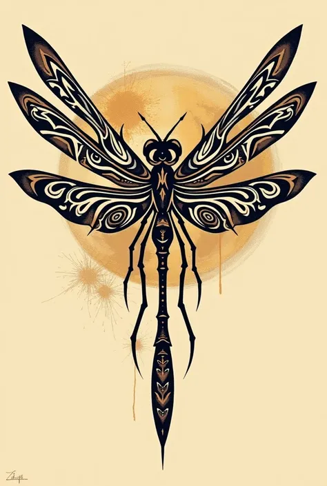 I need a dragonfly with long wings with a tribal style, Its for male tattoo 