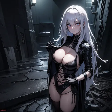 (( best quality)), ((masterpiece)),A stunning anime-style beautiful girl inspired by the Tarman zombie from "The Return of the Living Dead." She has dark, glossy skin resembling tar, with an eerie yet captivating appearance. Her eyes are glowing with an ot...