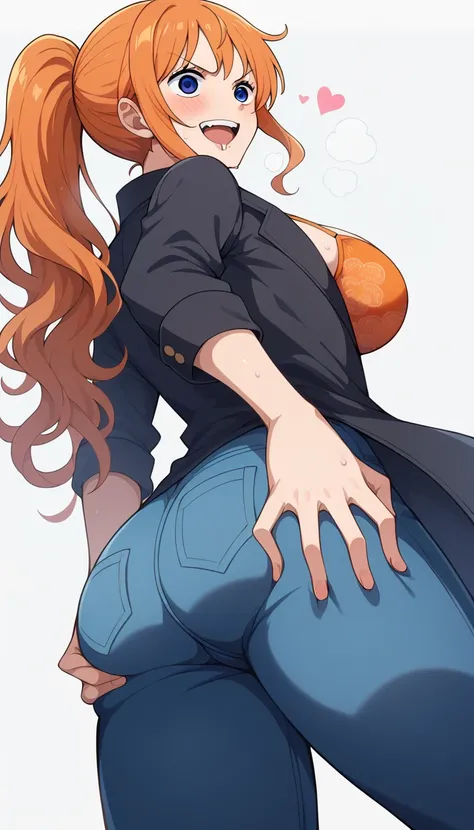   score_4_On top of that, interruption source _  anime, We, Orange Hair,    long hair,    wave hair  ,  blue eyes, Big Breastsギャル   ,   Big Breasts  ,     Orange Bra ,    wet body  ,  steam breath, , Obscene,  sexy、valley、 legs together、blush、sweat、v-shape...