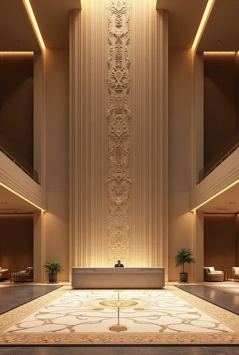 Create a hotel reception design with the concept of Mesopotamian civilizations
Simpler
The height of the head is 300 cm
Let it be simple and adapted to the day, let it be a carpet
Let there be other lobbies