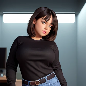 90s dark vintage film style, A thick upper body petite cute shy innocent slightly chubby upper body macromastia size breasts Mexican raven nyuugao nerdy emo teen, short volumetric brown hair, beautiful detailed brown eyes, cutely detailed lips, super cute ...