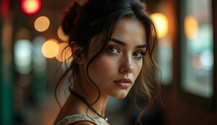 Maximum quality masterpiece, 4k resolution, (best quality, 4k, 8k, high resolution, masterpiece:1.2), super detail, (realistic, photorealistic, photorealistic:1.37), HDR Columbian 25 year old girl, half body view, (front to camera), detailed european face,...