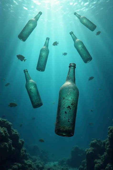 bottles in sea