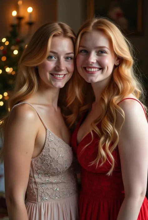 Kristina Hovden and Grethe. Their demeanor is very sweet and cheerful, They both have a strawberry blonde hair, long and lustrous hair. with very pale skin, freckles and minimal makeup, for a natural look. They are slightly chubby and with curvy bodies. Kr...