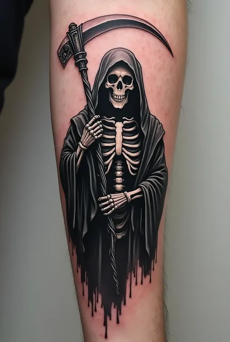 Do a tatto de San la Muerte for the colorless forearm 