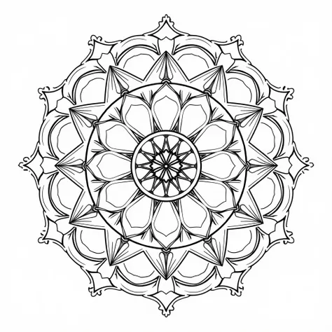 Create a black and white image of a mandala for coloring 