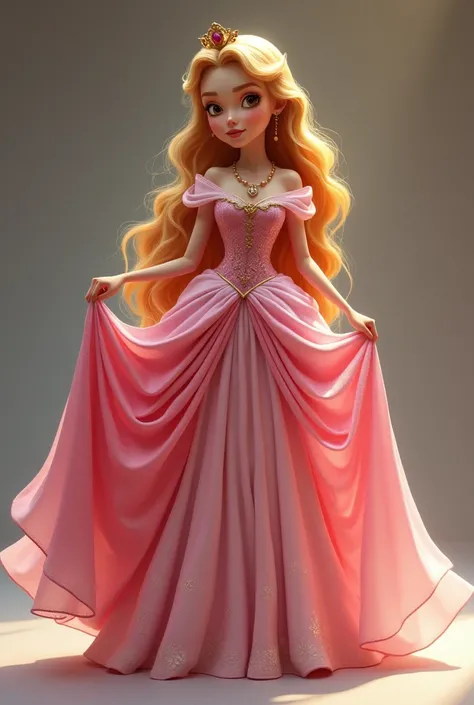 Princess Aurora Disney  Standing, with big eyes and that she looks tender, cuerpo completo, que se vea tierna