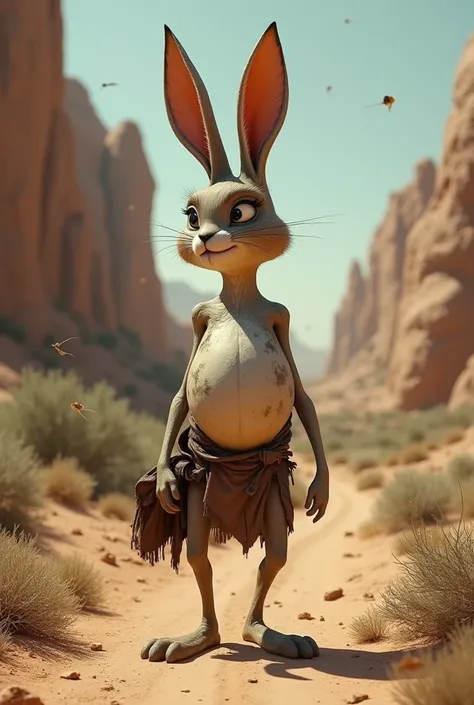 An adult rabbit from the Wild West who is thin and has large breasts 