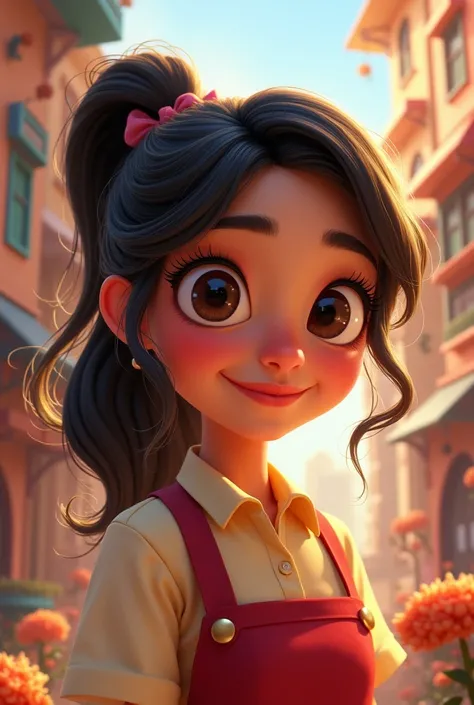 Disney image of Maribel Madrigales without lenses using a computer