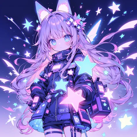 Star Fairy、 Cyberpunk、 simple background、Kawaii Tech