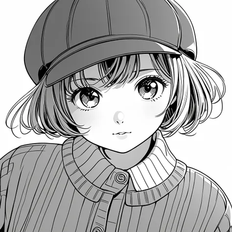 birds-eye view, top-down angle, rear view, clear subject focus, minimal background.


1girl, solo,
10 old years, elementary school student,
fluffy bob cut, newsboy cap,
cardigan, pleated skirt,
white socks, sneakers,

monochrome, line art, comic style,
no ...