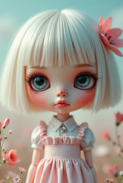 Blythe doll with very short bangs and septum