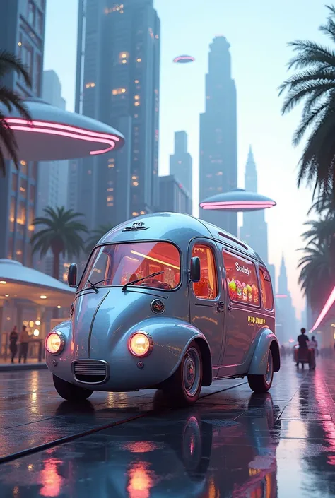 A futuristic ice cream van