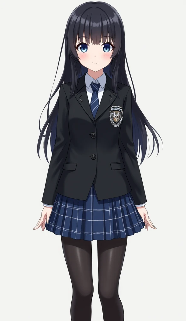  The formal school uniform consists of a black blazer with front buttons and a school shield on the chest,  that gives it a distinctive touch .  Under the blazer is worn a white long-sleeved shirt ,  accompanied by a blue tie with white stripes ,  that add...