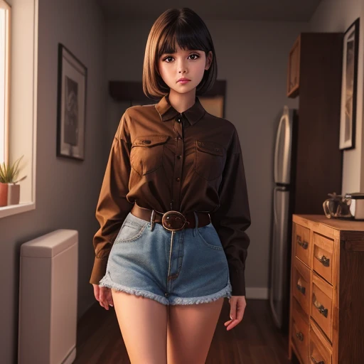 90s dark vintage film style, A petite cute shy innocent chubby upper body macromastia size breasts Mexican raven nyuugao nerdy 21 year old emo, short volumetric brown hair, beautiful detailed brown eyes, cutely detailed lips, super cute highly detailed eye...