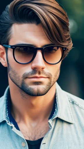 An American man with stylish hair focusing on the face