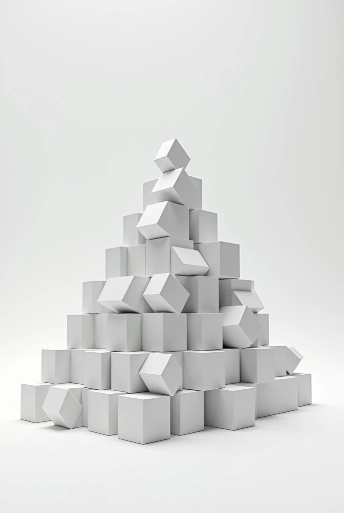 A pyramid that is made out of cubes that are tilted 