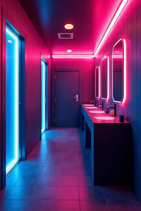 make a comfort room separate the girls and boys with neon lights theme beer pong bar theme 