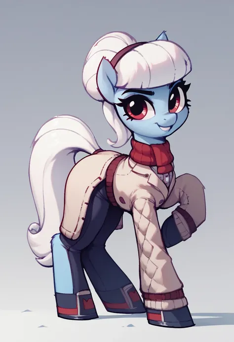 ((whiter Snow (mlp))), simple background,character , long hair  ,big wide butt ,feral pony ,ALL four