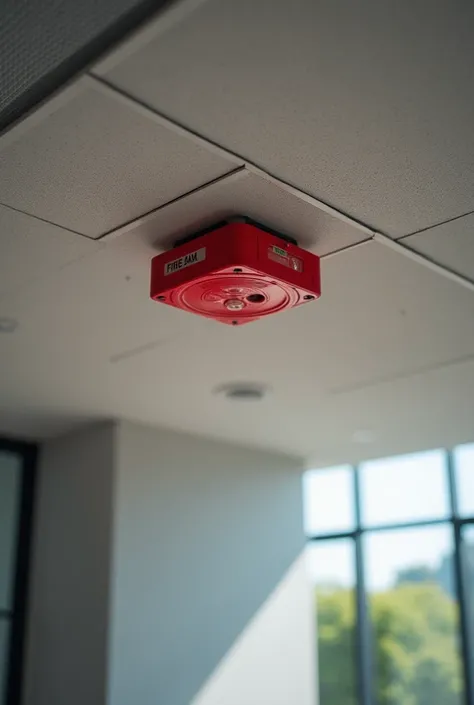 Fire alarm in the center of the ceiling 