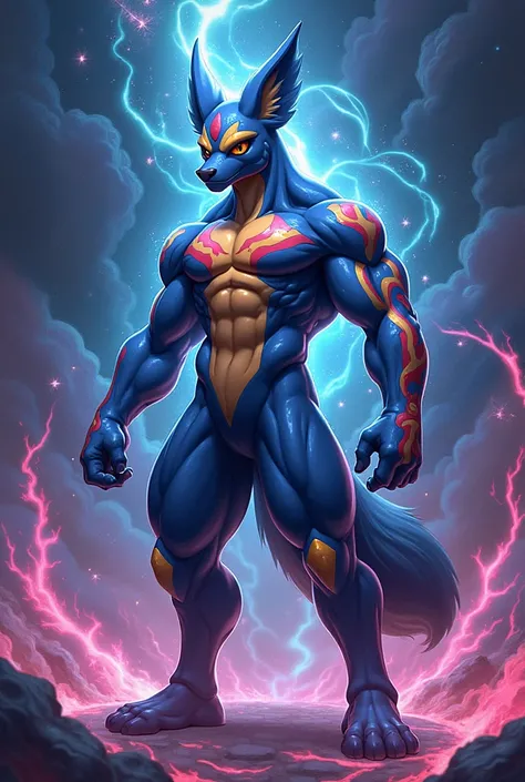 Alien-X and Lucario fusion, nude, muscles