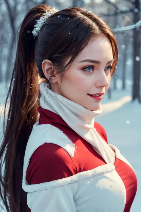 (half body), Looking at viewer, dressed, (photo realistic:1.4), (hyper realistic:1.4), (realistic:1.3), (smoother lighting:1.05), (increase cinematic lighting quality:0.9), 32K, 1girl(extremely beautiful, Russian Supermodel),20yo girl, hair scarf, long pon...