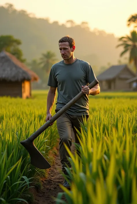 facebook ceo mark zuckerberg Paddy is cutting in village 