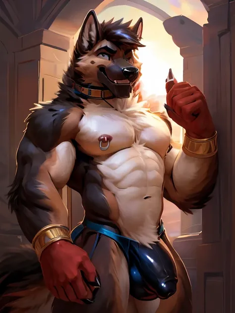 (1 gay boy, (dark German Shepherd  yiffy style, yiffy art style,cute and sexy looking hairy )),(by yiffy,by chunie,by WagnerMutt),penis similar to furry dog,very intimidating appearance,using glasses ,looking at viewer,biceps,muscular pecs,large muscular p...