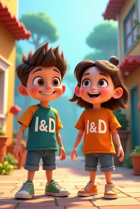 HD pictures of animation of boy and girl wearing a shirt written I&D