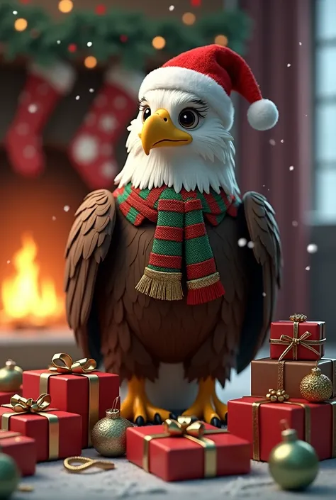 An eagle Christmas version what your Christmas clothes and Christmas gifts 