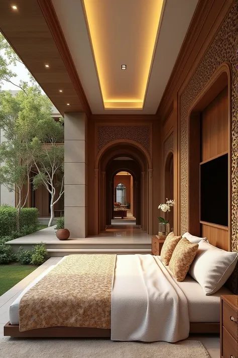 Blend of modern and traditional 8k villa interiors for an elderly retired couple india chic and elegant 