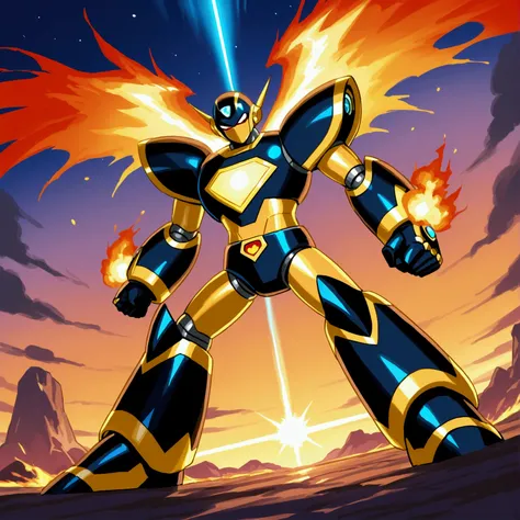 Super Man and a alien gold schemed robot are fighting furiously as they fall toward earth from orbit, they are surrounded in a corona of flame as they hurtle to Earth, view is above their fight looking down at their fight and the earth they are crashing to...