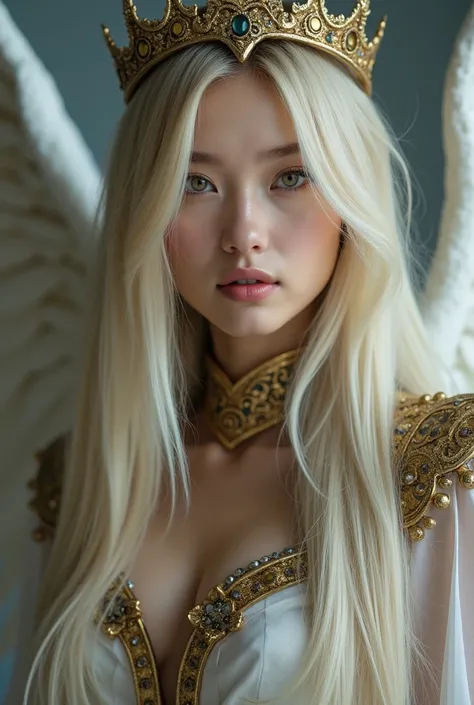 Realistic human woman, blonde with straight hair to the waist, European  features, Delicate face like Asians,ultra realistic, 8k, dark magician from yugi oh  cosplay ,angelical Beauty,godess like 