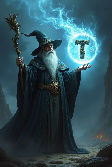 wizard holding letter T in ball darkfantasy