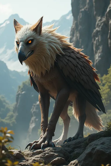 Make a wolf and an eagle make just two realistic now do a FUSION of them