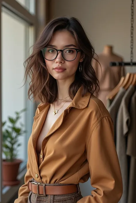 I want to create a self-image of myself in my future profession , I am  and short I have wavy hair type 2B2C my eyes are brown and my hair is very long brown and I wear glasses and my future profession is to work in the fashion area I want to study fashion...