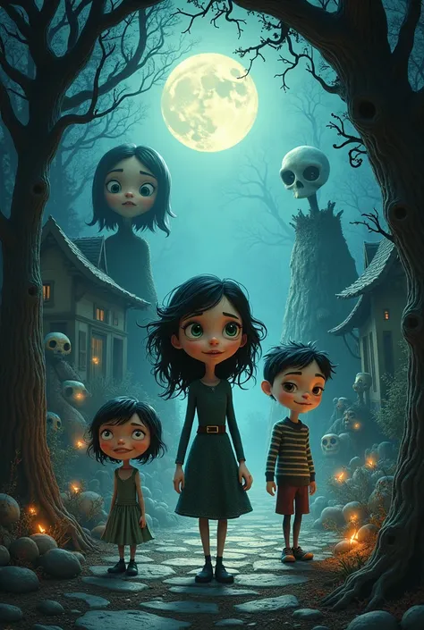 Generate a cover of the characters from Coraline and the Secret Door,Jack&#39;s World, Paranorman and the  of the Bride 