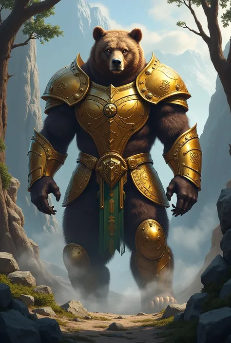 Create a bear with golden armor