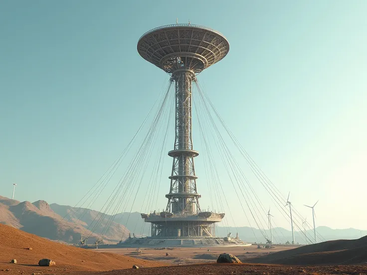 A radio antenna supported by containment cables