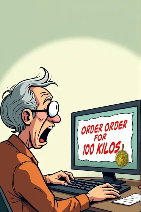 EASY COMIC DRAWING of Lumilitaw ang isang mensahe ng kumpirmasyon sa screen: "Order confirmed: 100 kilos ng durian." Nakatingin si Mang Kardo sa screen na may nanlalaking mga mata, napagtanto ang kanyang pagkakamali.