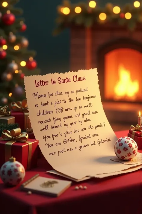  Realistic Image Letter to Santa Claus with Written ,  Dear Santa these ren behaved well and get a gift, with the name of Diego Santiago Adriana Junior  