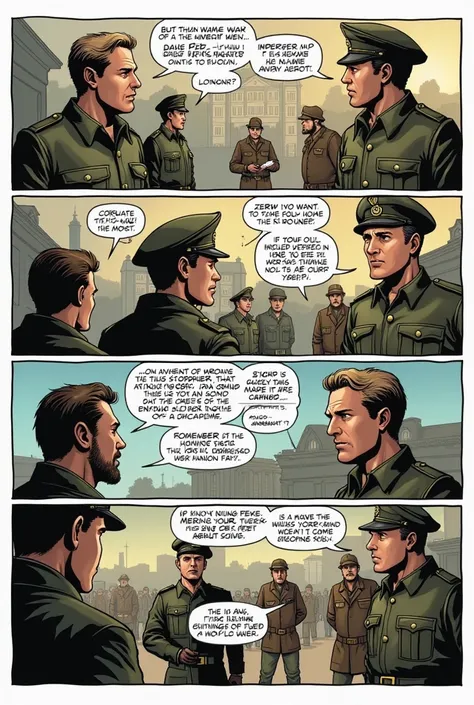 Give me a conversation in Spanish about the First World War in comic style with images 