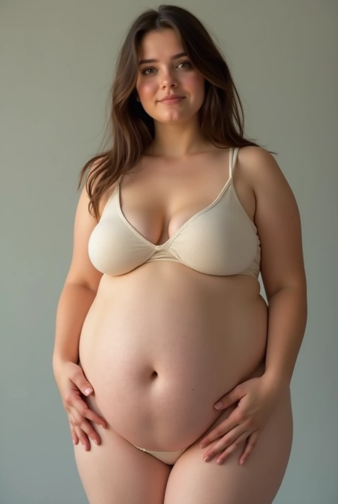 Young woman getting fatter