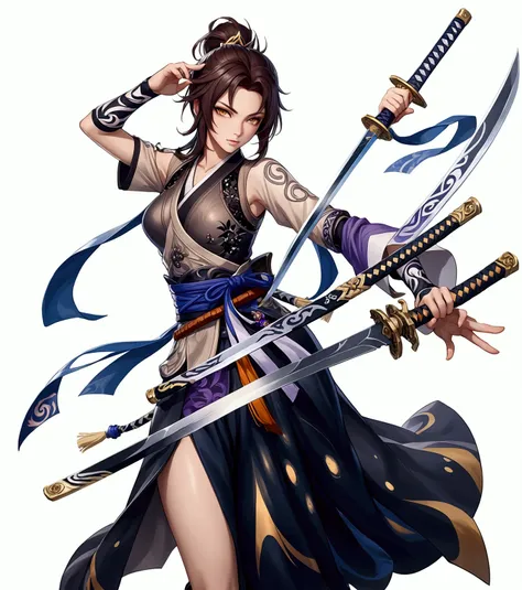 
a close up of a person holding a sword and a sword, katana zero video game character, full body wuxia, full body xianxia, by Yang J, zhongli from genshin impact, jrpg character, rpg character, keqing from genshin impact, genshin impact character, dramatic...