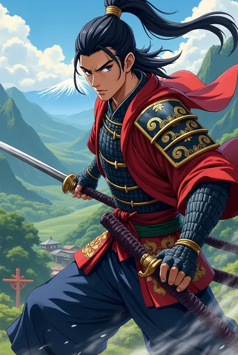 A male anime character for a YouTube channel, samurai style 