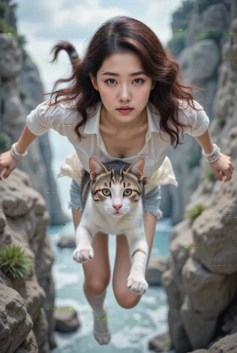 Girl with cat，rapid descent/Rapid decline/Swoop