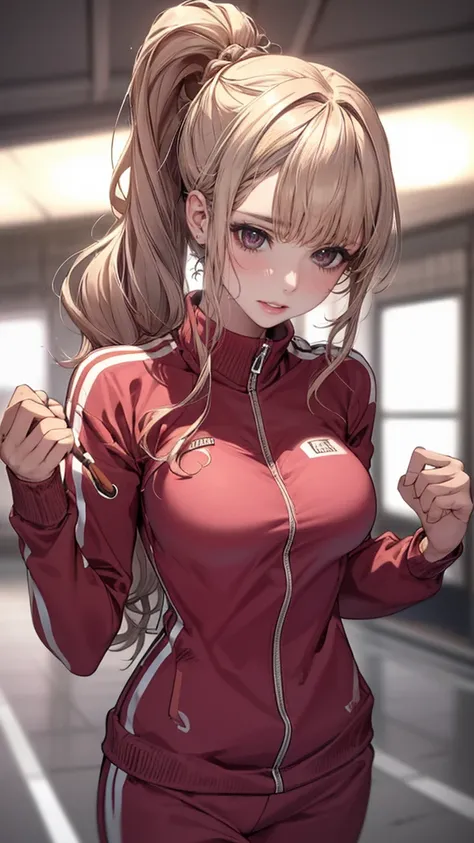 locker room,track suit,(Thin type:1.5),(large breasts),(random hairstyle),(Highest image quality,(8K), Ultra-realistic, Best Quality, High quality, High Definition, high quality texture, high detailing, Beautiful detailed, fine detailed, extremely details ...